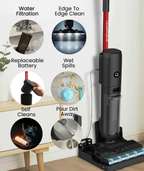 SAVE $40 May 28th thru JULY 4th, 2026!!! Wet Dry Vac Mop, QuantumW, No Cord, Self Cleaning, Multi Surface